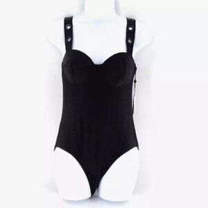 DKNY One-Piece Swimsuit Black Size 6 Grommet Balconette Underwire